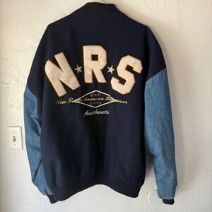 NRS Vintage New River American Sportswear Denim Wool Blend Varsity‎ Jacket XL